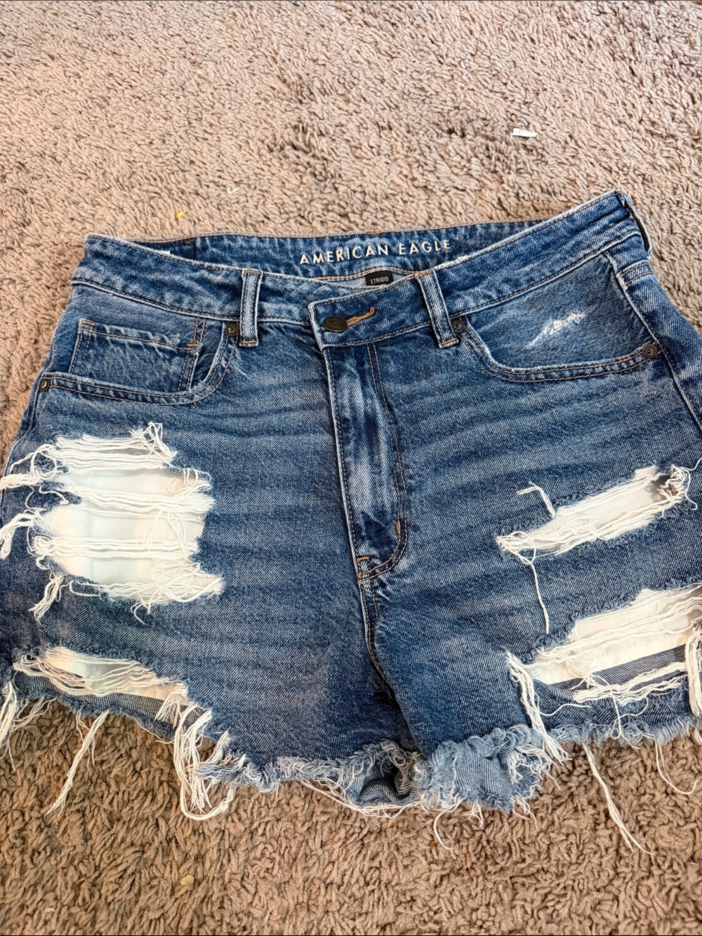 American Eagle Outfitters Distressed Dark Blue Denim Cutoff Shorts